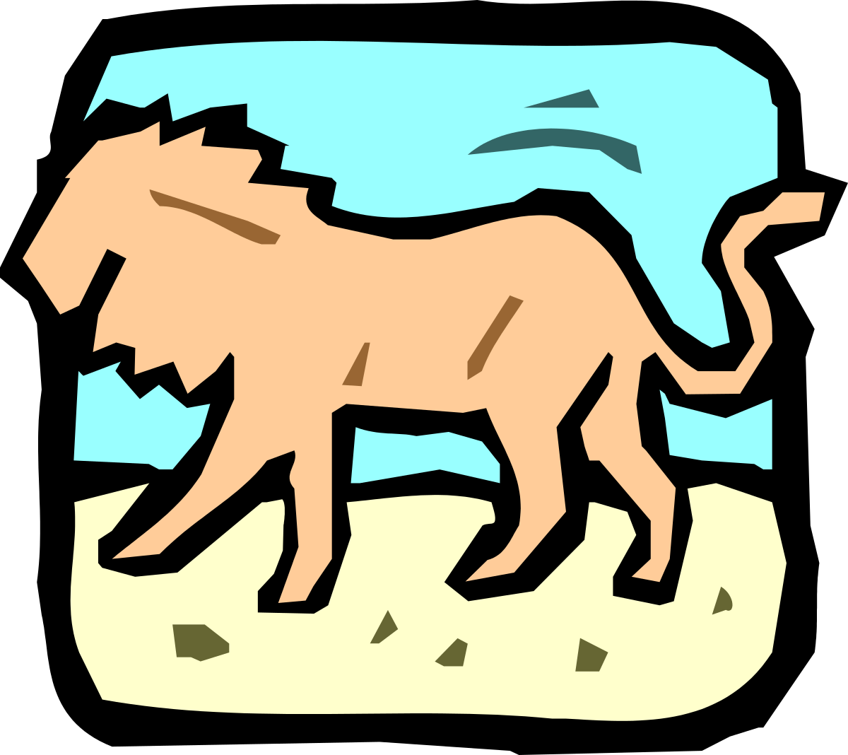 Lion Walking on Beach - Vibrant Cartoon Clipart