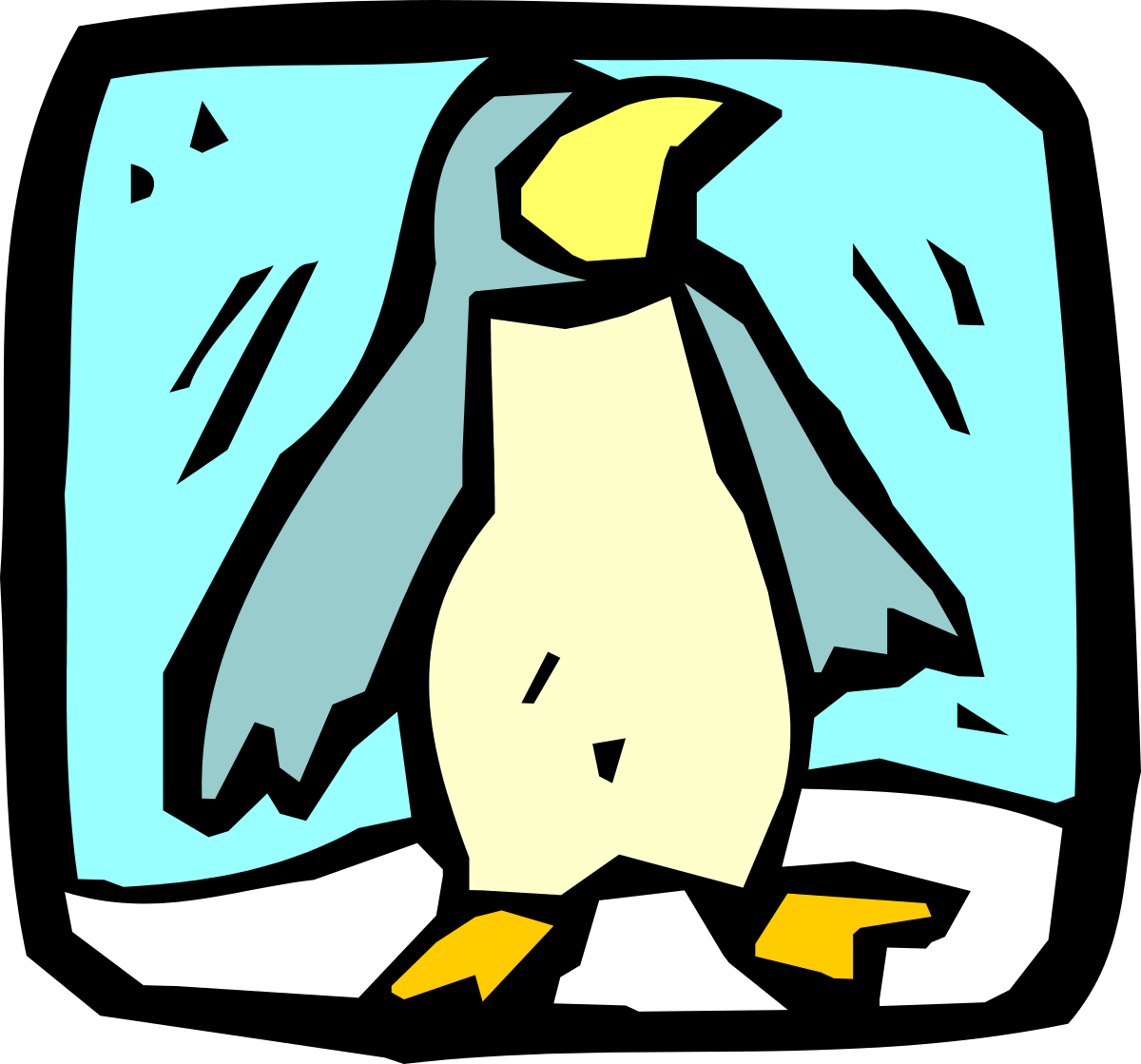Penguin Standing in Front of a Window Clipart for Fun Designs