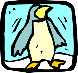 Penguin Standing in Front of a Window Clipart for Fun Designs