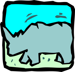 Rhino in a Field Under a Blue Sky: Stunning Clipart