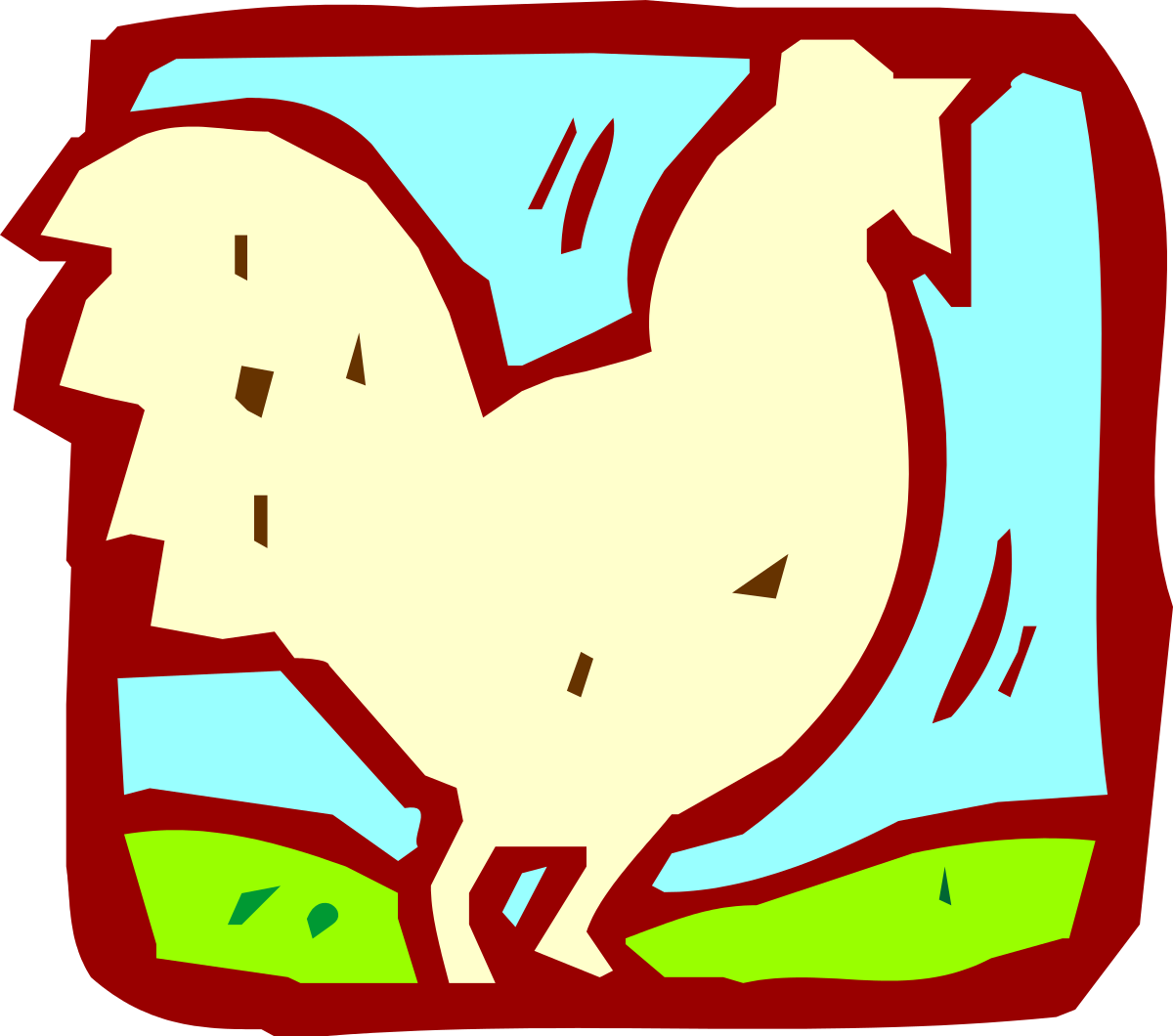 a white chicken standing on a green field clip art png transparent White Chicken in Green Field Clipart - Perfect for Farm and Nature Themes