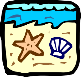 Starfish and Shell on Beach - Vibrant Beach Clipart