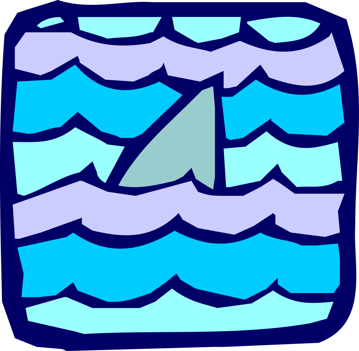 a sail boat floating in the ocean clip art png transparent Shark Dorsal Fin Emerging from Waves with Sailboat in Ocean