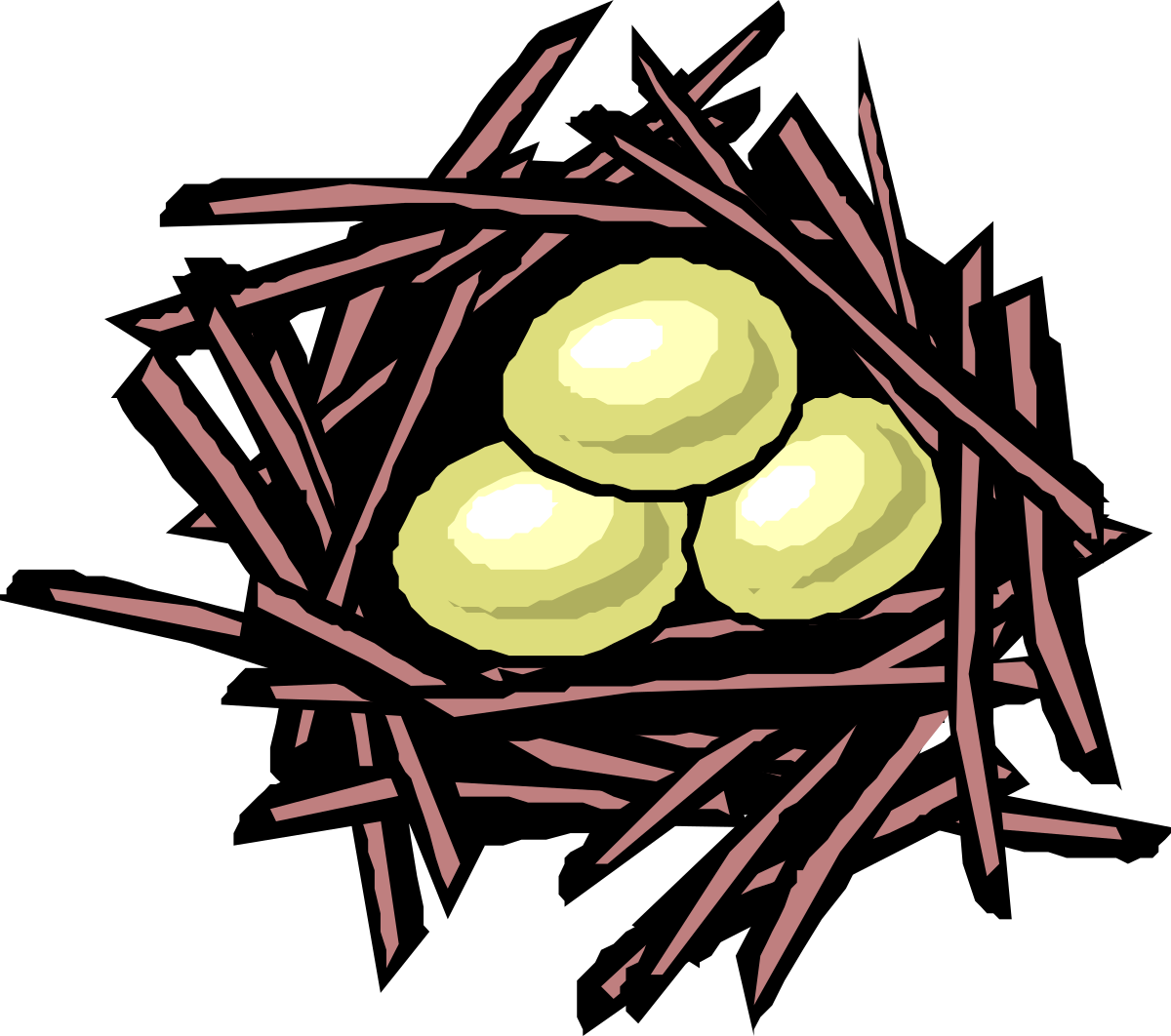 Bird Nest with Three Eggs - Nature Clipart Collection