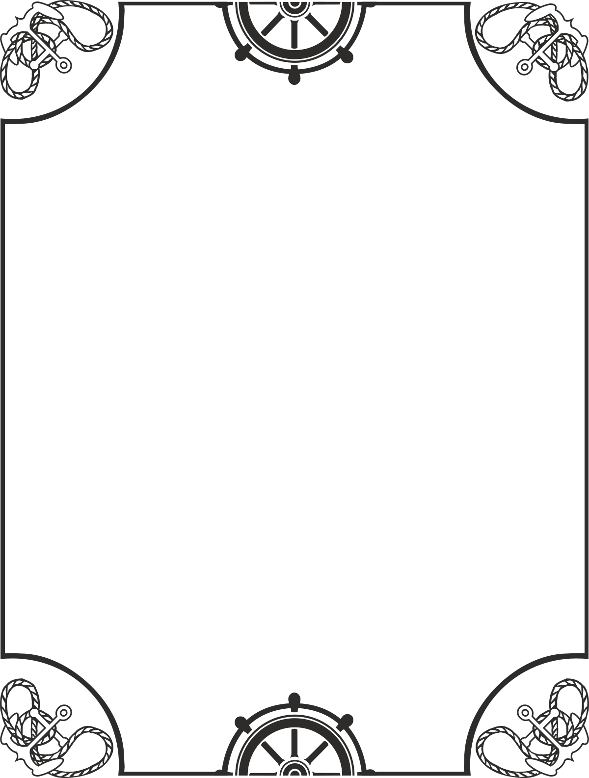a black and white frame with a pirate theme clip art png transparent Nautical Pirate Theme Borders and Frames for Creative Designs