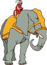 Elephant Carrying a Man - Playful Clipart Illustration