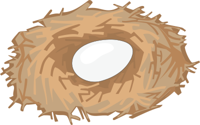 Bird Nest with White Egg - Nature Clipart for Your Projects