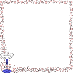 New Year Border Clipart with Cocktail Glass and Bubbles