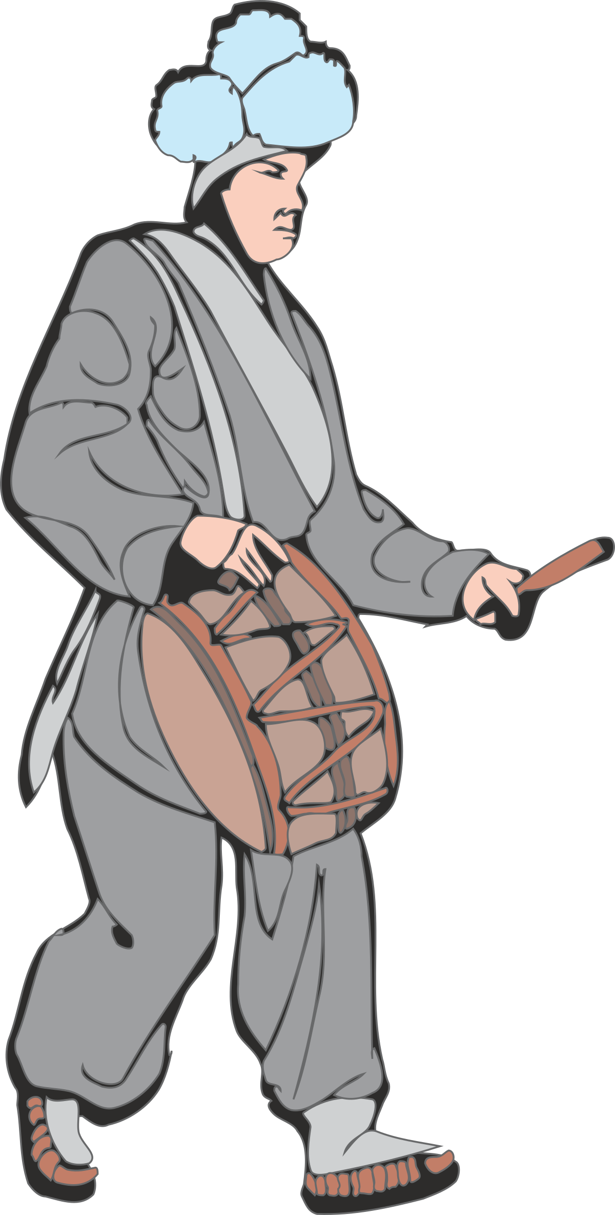 a man in a hat and a bag clip art png transparent Man with Hat and Bag Clipart - Stylish Character Illustration