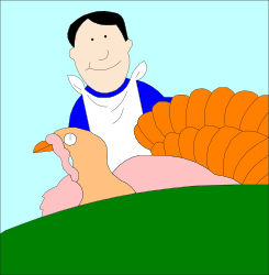 Turkey Holding Man Clipart - Perfect for Thanksgiving Themes
