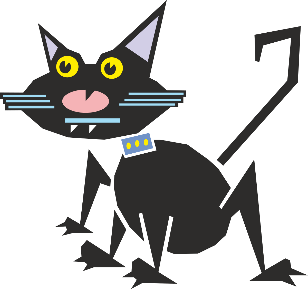 Black Cat with Yellow Eyes and Bow Tie Clipart - Perfect for Your Creative Projects