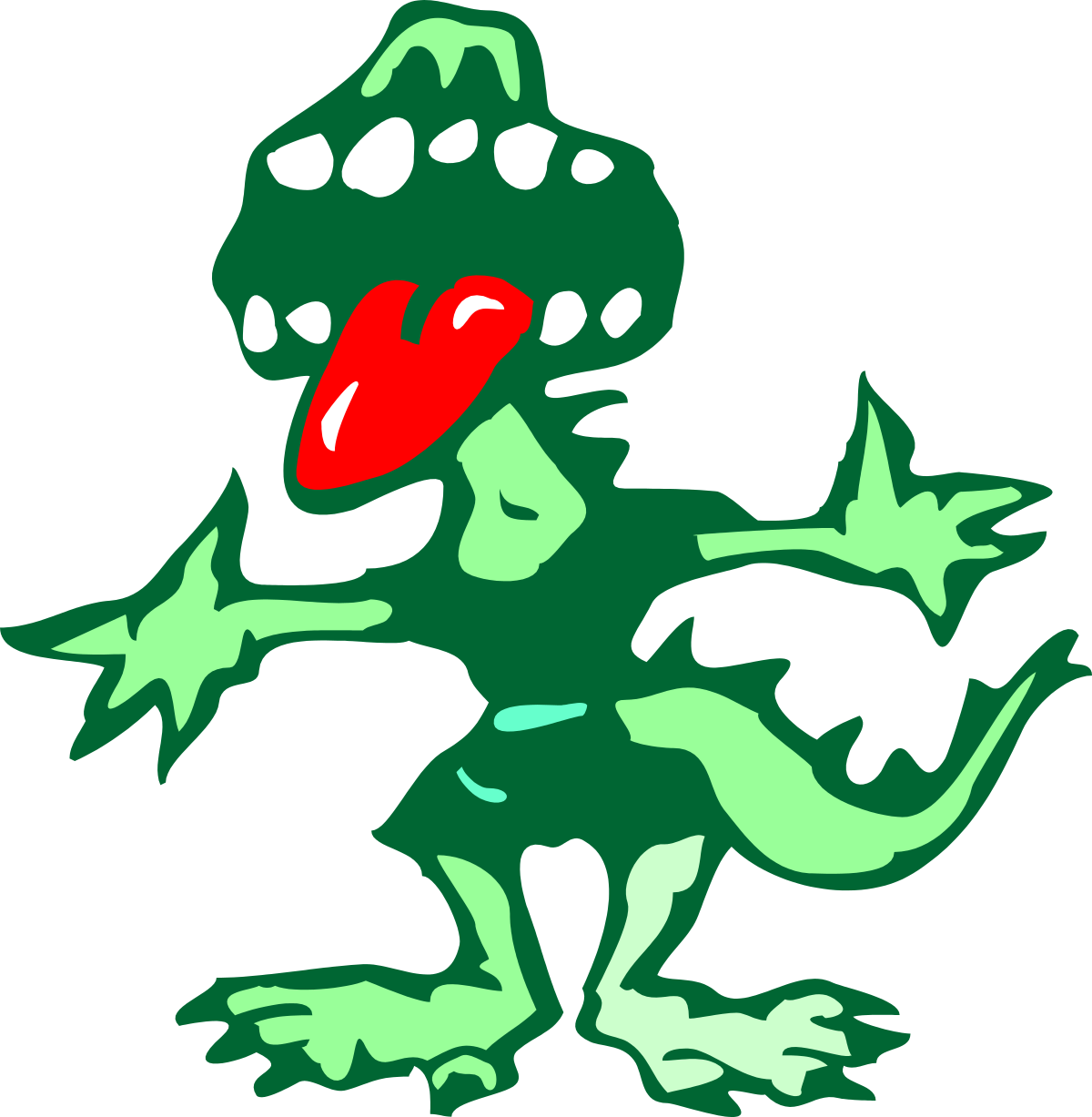 Green Dinosaur with Red Tongue Clipart: Vibrant and Playful Design