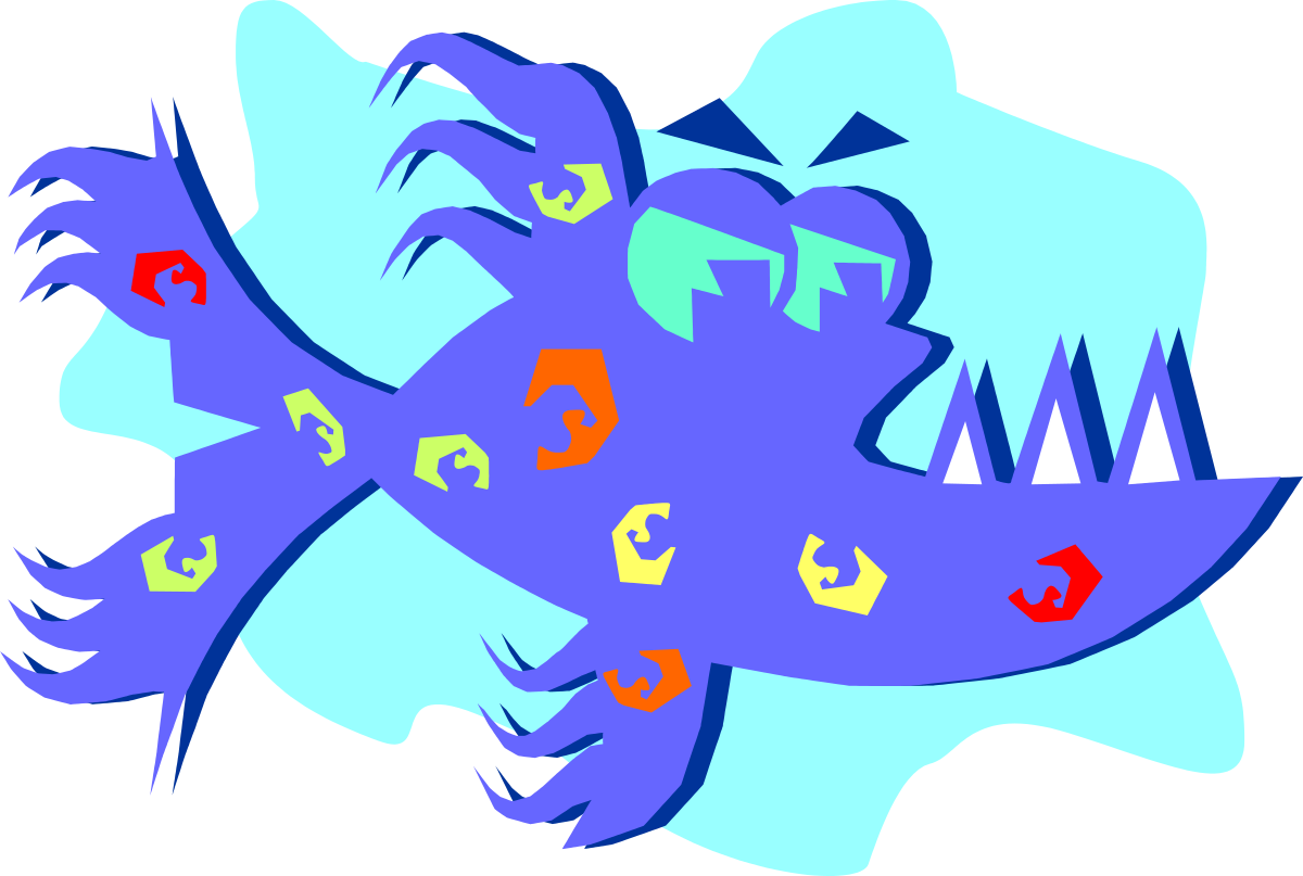 Blue and Yellow Fish with Small Fish - Vibrant Sea Life Clipart