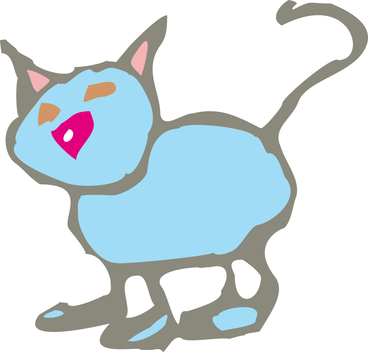Blue Cat with Pink Nose Clipart: Perfect for Fun Designs