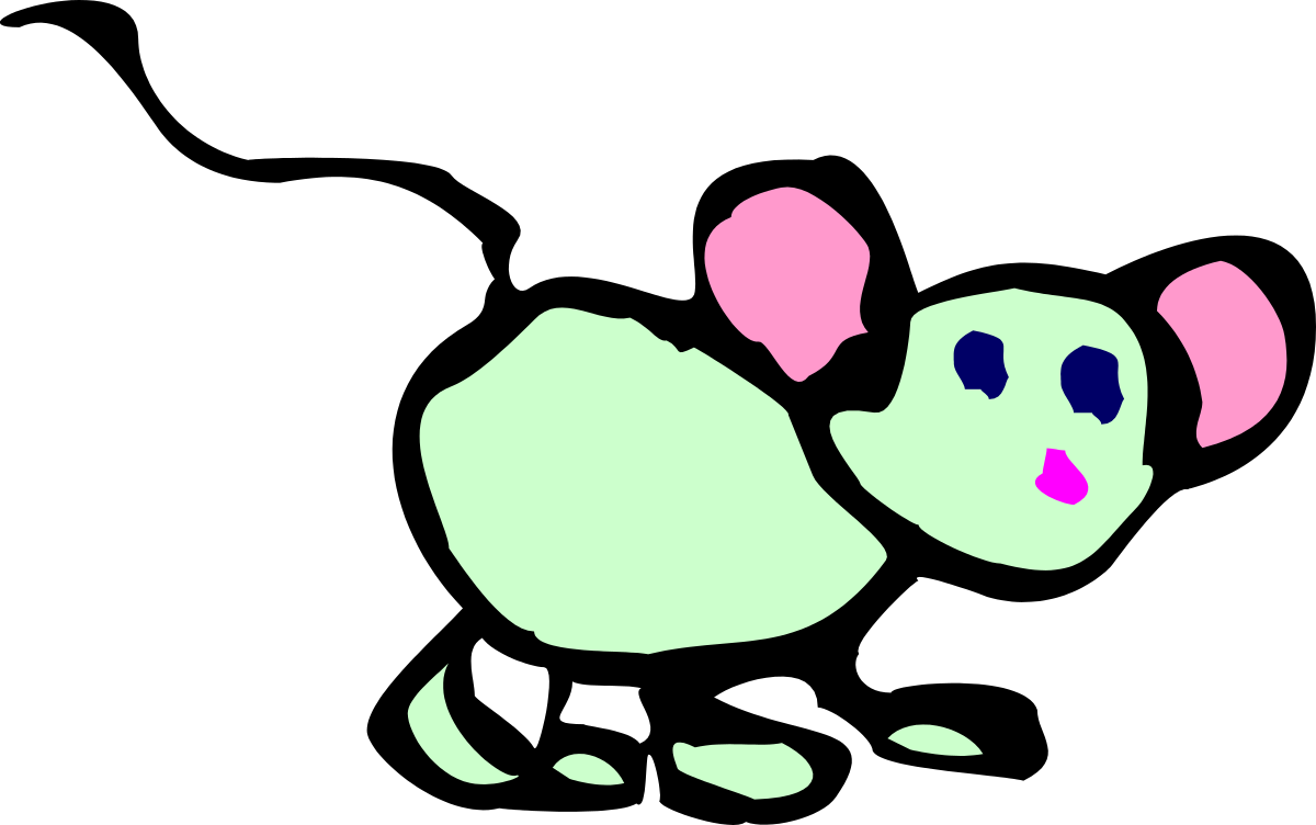 Green and Pink Cat Clipart with Cute Pink Nose