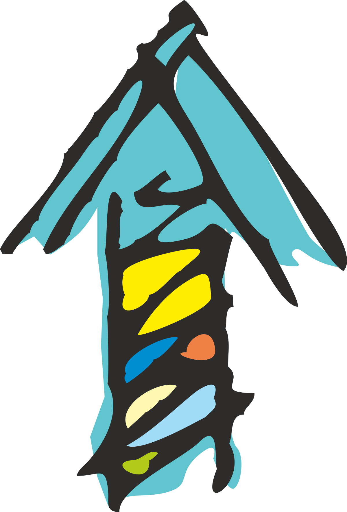 Rainbow Colored Roof House Clipart for Vibrant Designs