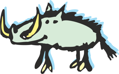 Rhino Cartoon Clipart with Distinctive Horns
