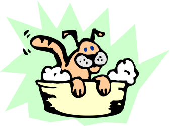 Dog in Bathtub Clipart: Adorable Canine Scene with Green Background