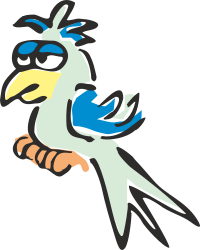 Cartoon Bird with Blue Eyes and Yellow Beak - Playful Clipart