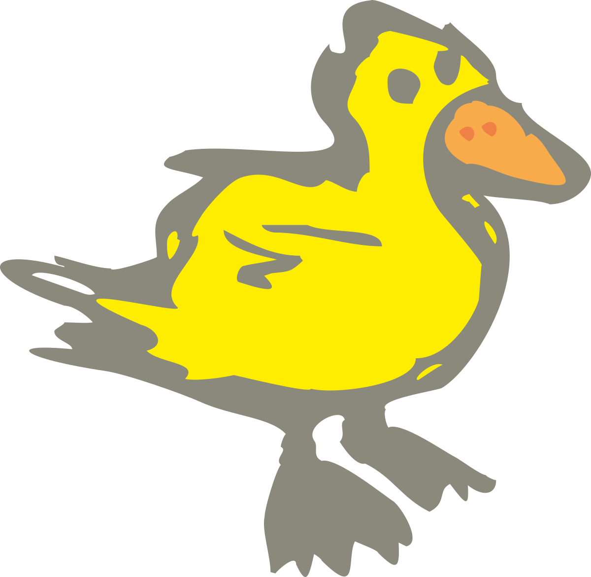 Yellow Duck Clipart on Black Background - Charming and Playful Design