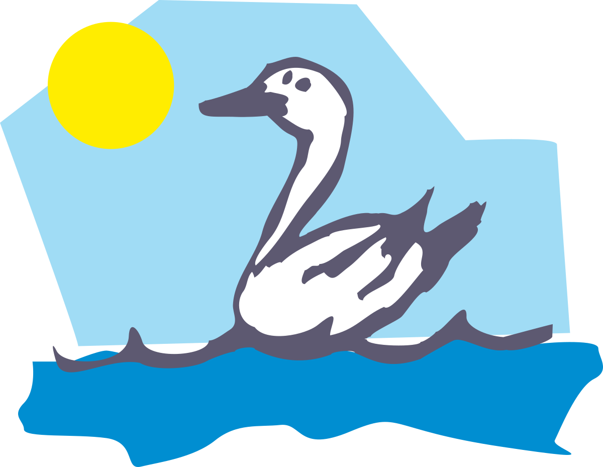 Duck Swimming in Water with Sun Background Clipart
