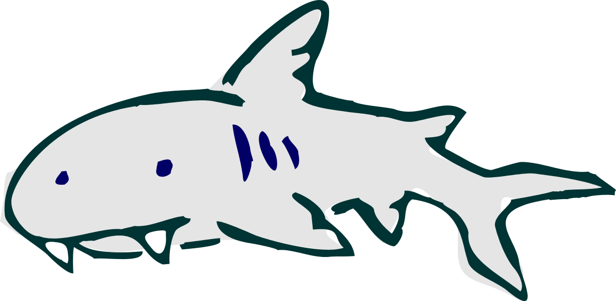 White Fish with Blue Eyes on Black Background - Stunning Clipart