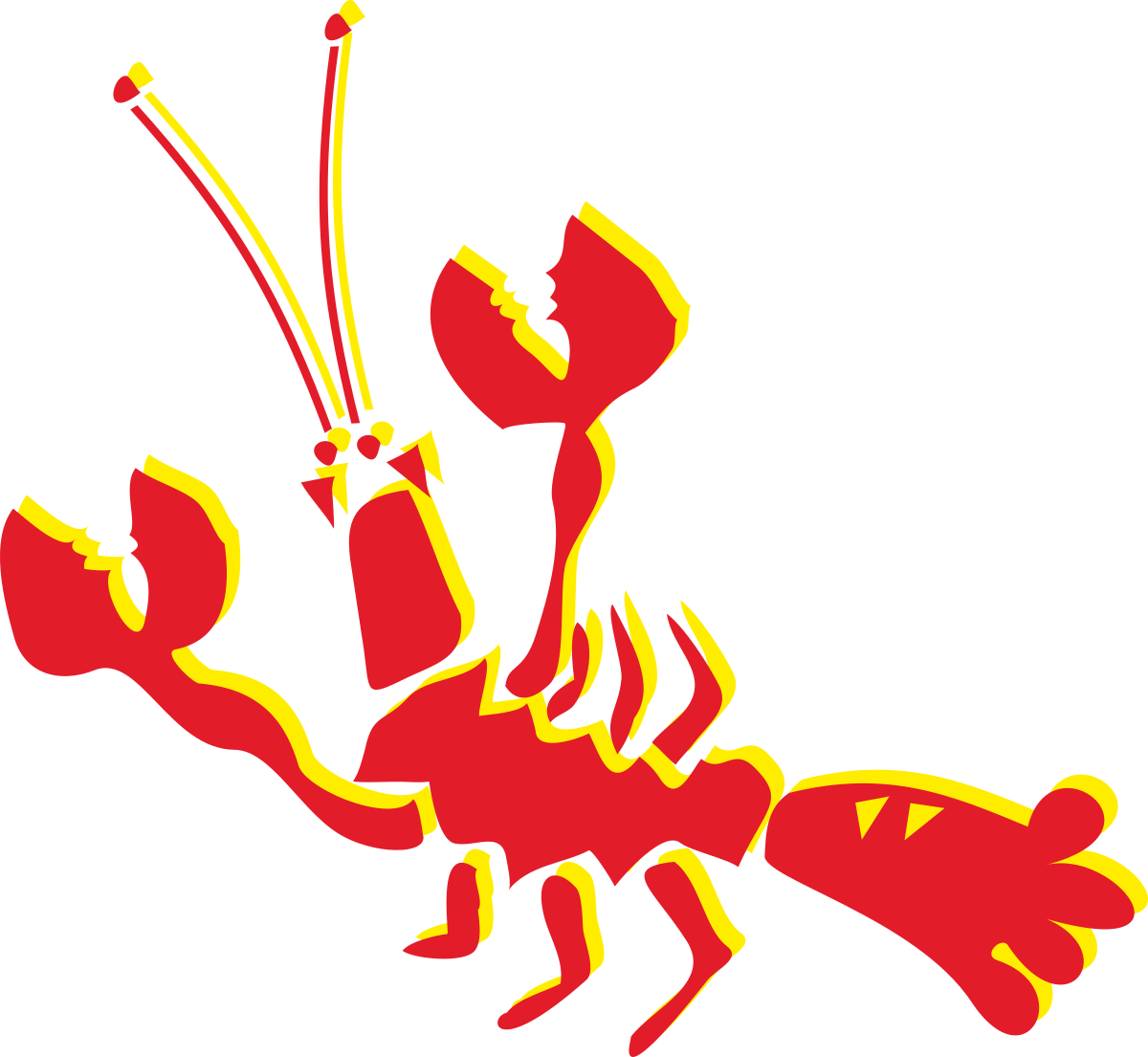 Red and Yellow Lobster with Spear Clipart - Vibrant Seafood Illustrations