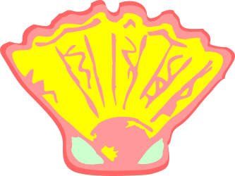 Pink Shell with Yellow and Green Shells Clipart