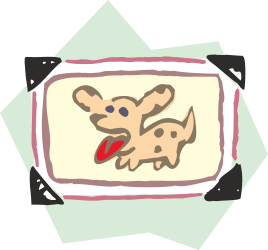 Borders and Frames Clipart - Playful Dog with Red Nose on Green Background