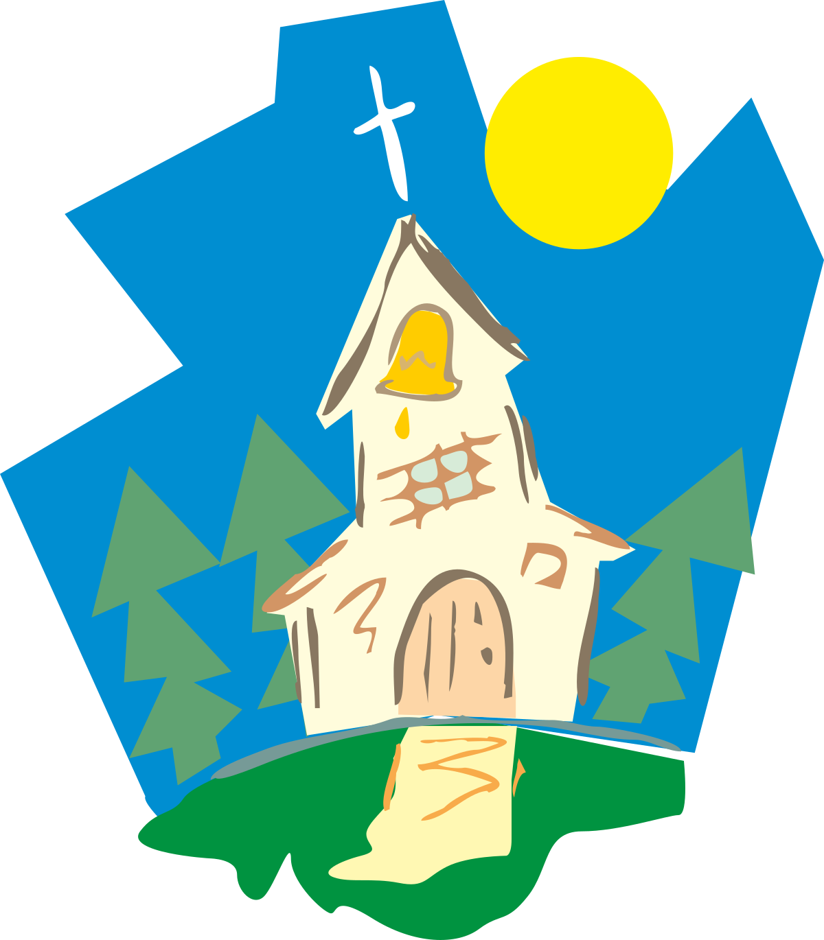 a church with a cross and a sun clip art png transparent Church Clipart with Cross and Sun - Spiritual Symbolism