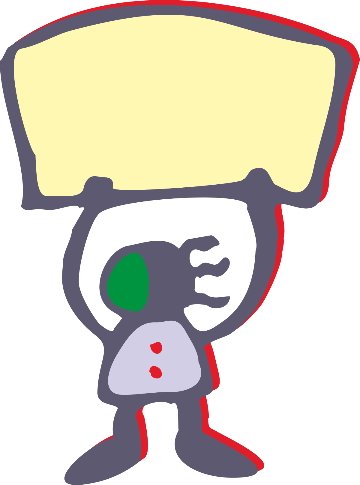 Cartoon Character Holding a Sign with Colorful Borders - Vibrant Clipart