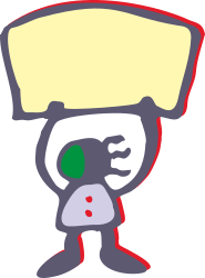 Cartoon Character Holding a Sign with Colorful Borders - Vibrant Clipart