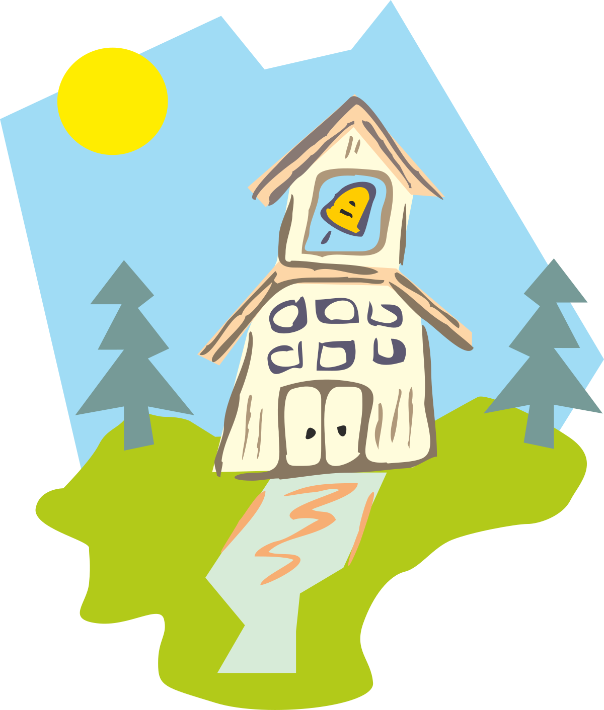 Cartoon House Clipart with Charming Chimney