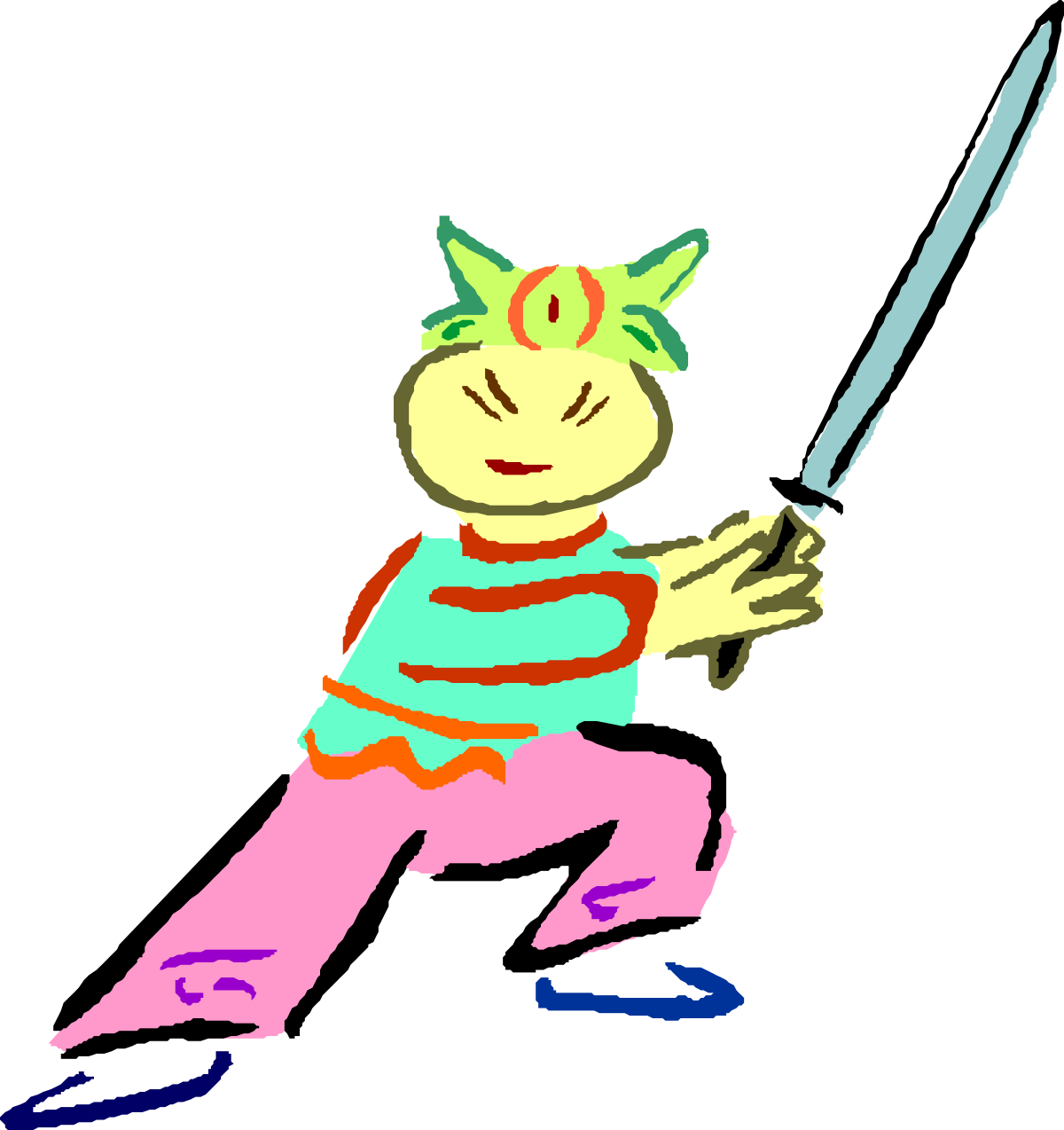 Cartoon Character with Sword Clipart for Dynamic Designs