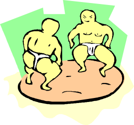 Wrestling Men in Sand - Dynamic Clipart Illustrations