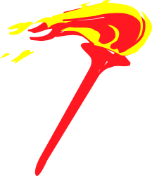 Vibrant Red and Yellow Fire Stick Clipart on Black Background