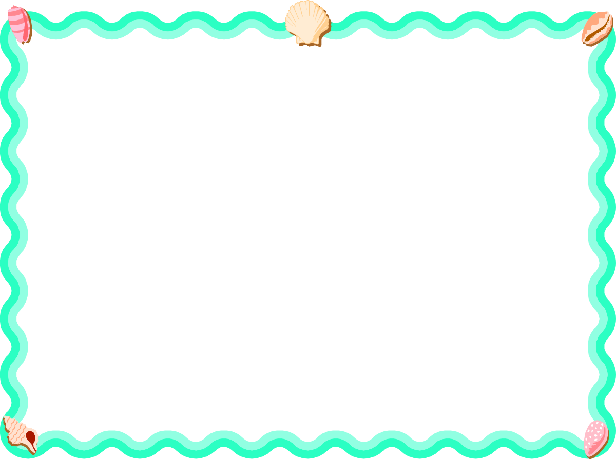 Green Seashell Frame Clipart - Vibrant Coastal Border for Creative Projects