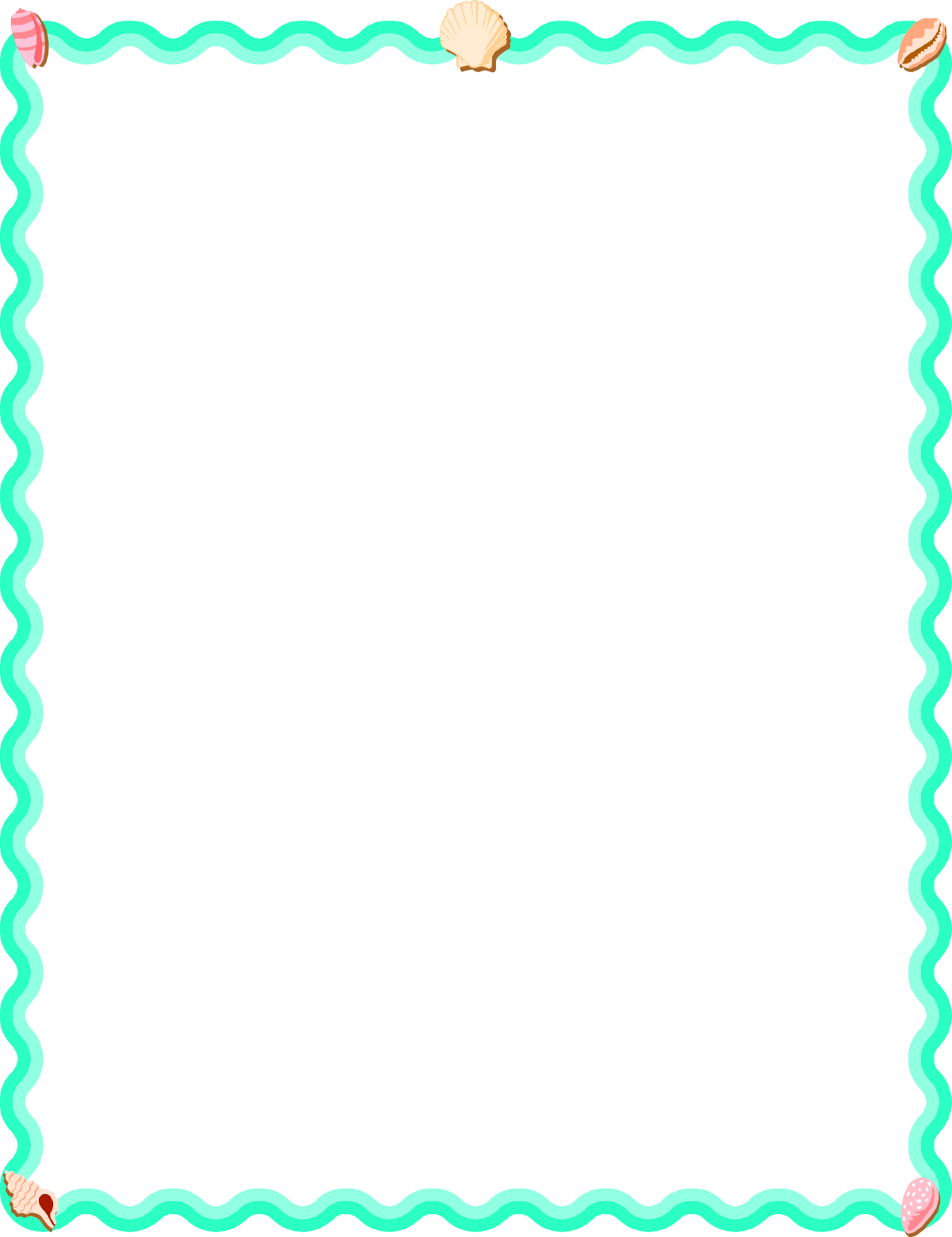 a green frame with a sea shell and a starfish clip art png transparent Green Sea Shell and Starfish Border Clipart - Perfect for Nautical Designs