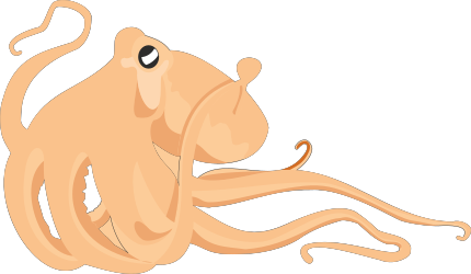 Cartoonized Octopus with Spread Tentacles Clipart