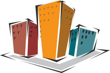 Buildings Collection on Black Background | High-Quality Clipart