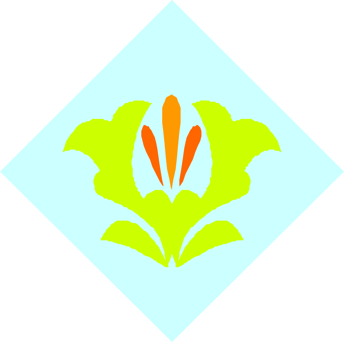 Flower Clipart: Vibrant Green and Yellow Diamond Shape Design