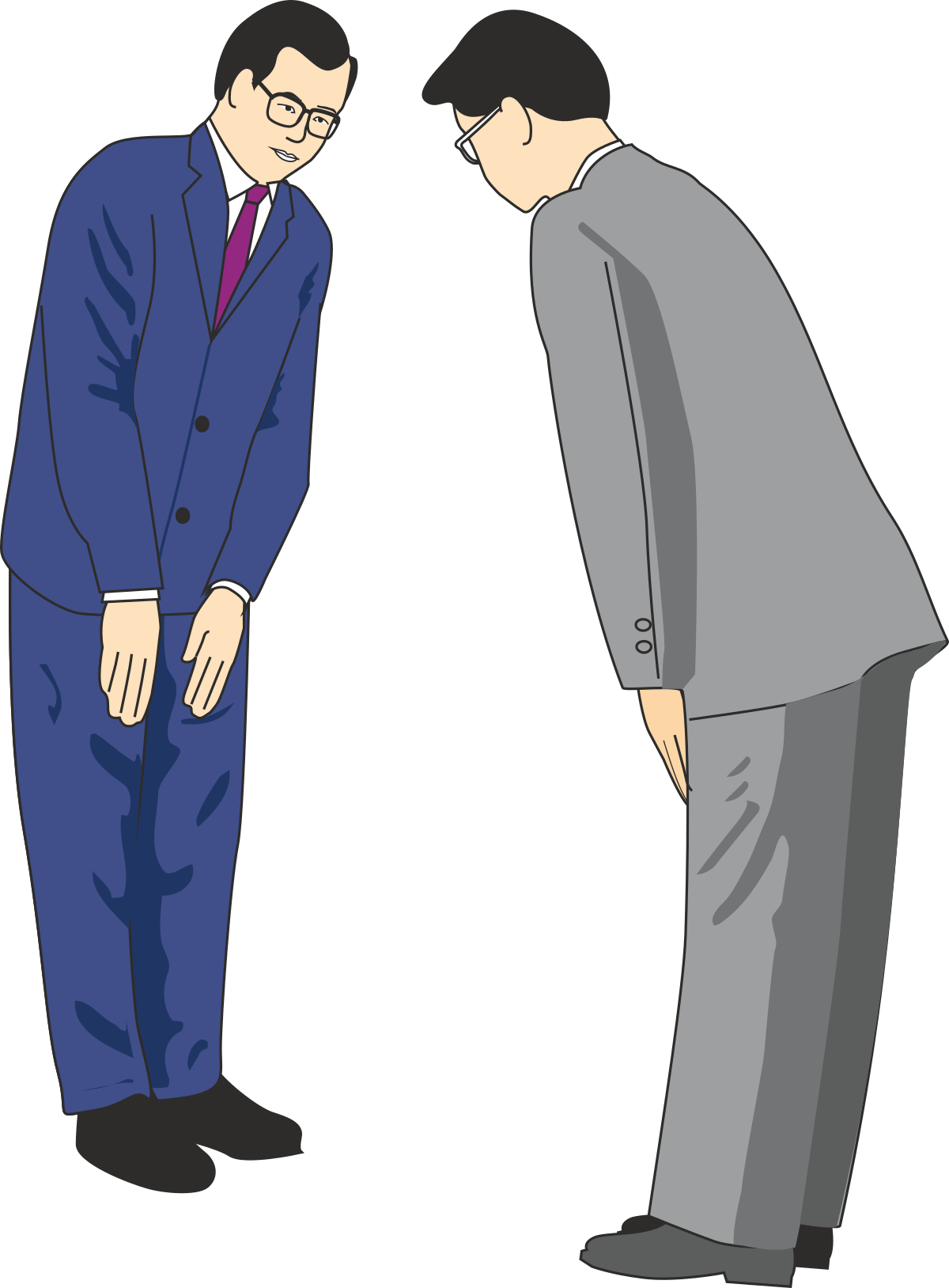 Business Conversation Clipart: Two Men in Suits Engaging in Dialogue