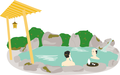 Hot Tub Relaxation Clipart: Man and Woman in a Pool Scene