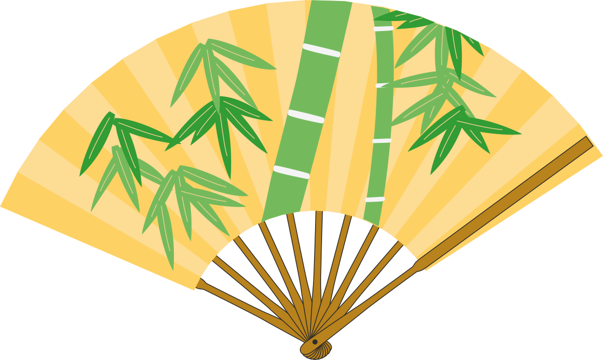 Bamboo Fan Clipart with Lush Bamboo Leaves