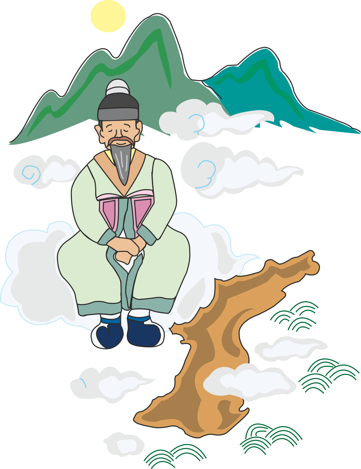 Man Sitting on a Cloud Reading a Book Clipart