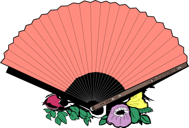 Fan with Flowers and Leaves - Vibrant Clipart Design