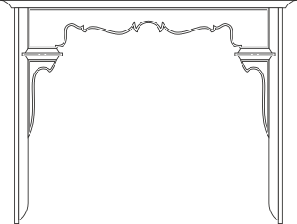 Decorative Borders Clipart: Elegant White Fireplace with Black Background