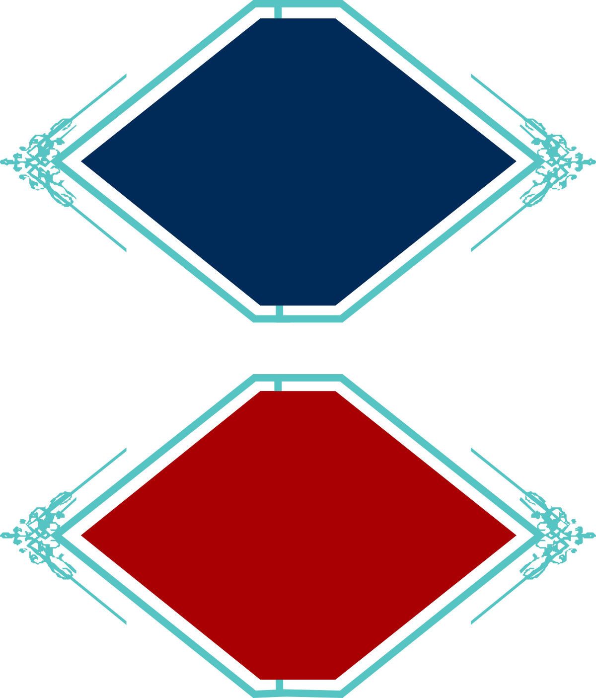 Diamond Shaped Signs: Red and Blue Clipart for Creative Borders
