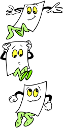 Creative Clipart of Three Sheets of Paper with Eyes and Hands