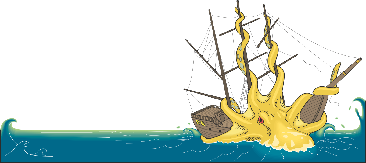 Sinking Ship Cartoon Clipart: Playful Ocean Scene with Borders and Bars